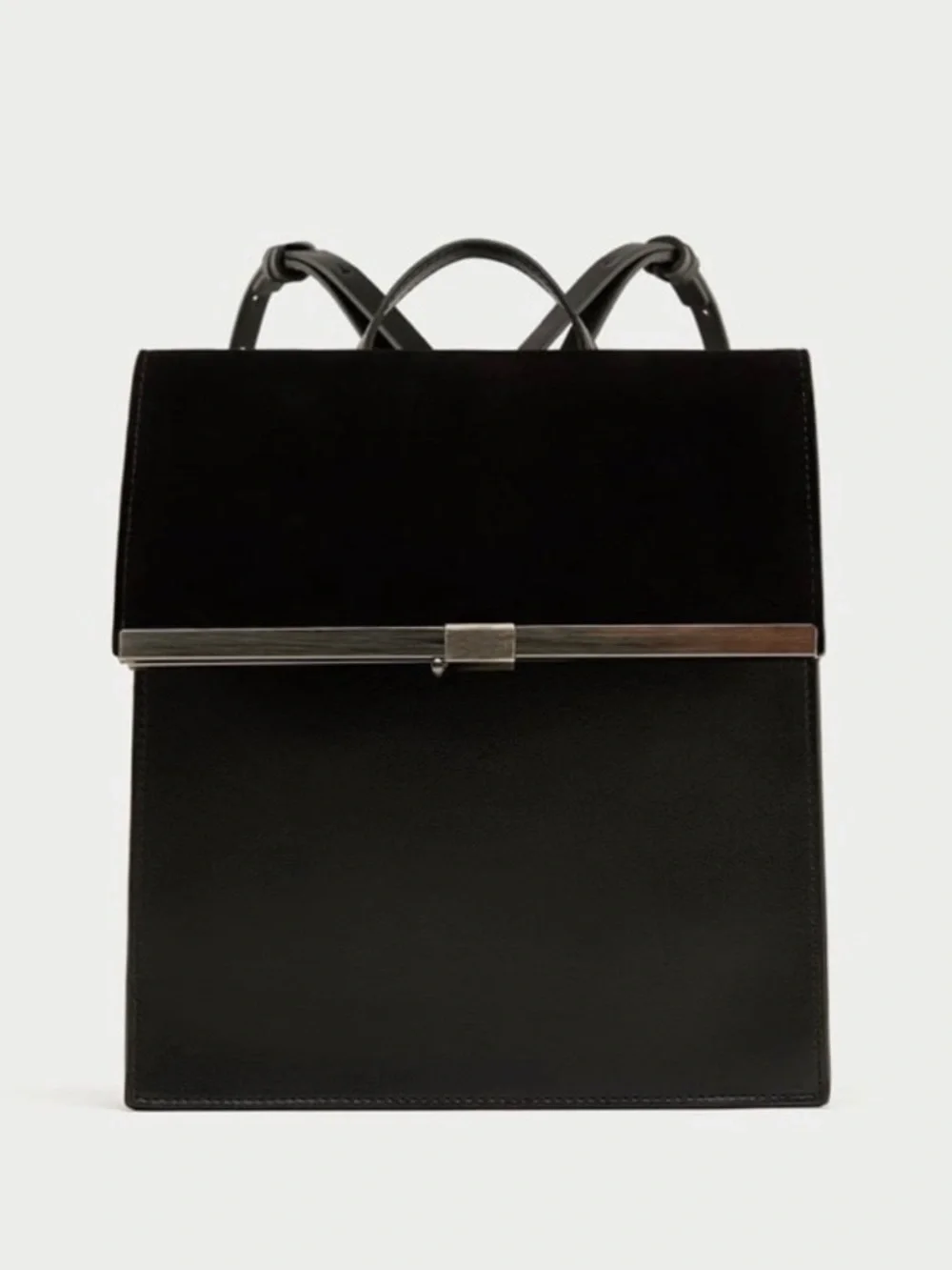 Zara Black Backpack in Suede and Leather